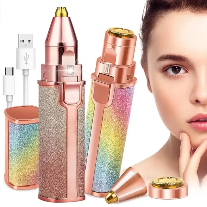 in-1 Rechargeable Hair Remover & Eyebrow Trimmer with LED, Painless Precision Shaver for Women’s Face, Lip, Chin, Bikini – Electric Facial