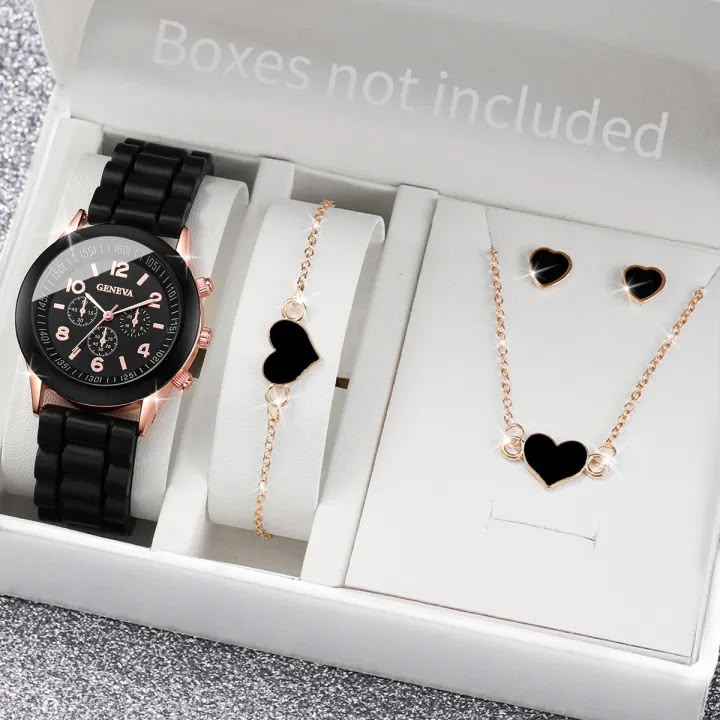 5/6PCS Women Watches Fashion Silicone Band Women Quartz Watches Jewelry Set Reloj Mujer Girls Clock (Without Box)