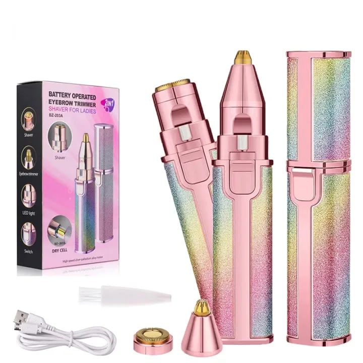in-1 Rechargeable Hair Remover & Eyebrow Trimmer with LED, Painless Precision Shaver for Women’s Face, Lip, Chin, Bikini – Electric Facial